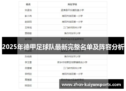 2025年德甲足球队最新完整名单及阵容分析